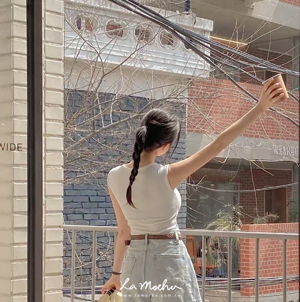 方領滾邊棉質BRA背心